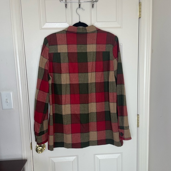 Vintage Pendleton 100% Virgin Wool Plaid Jacket Red Green Tan Button Front Coat - Picture 3 of 11